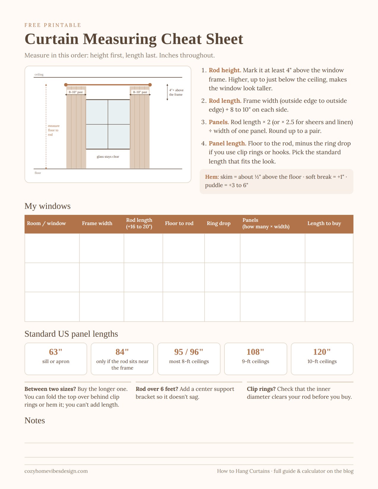 Free Curtain Measuring Cheat Sheet: A Printable Curtain Size Guide